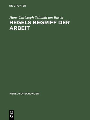 cover image of Hegels Begriff der Arbeit